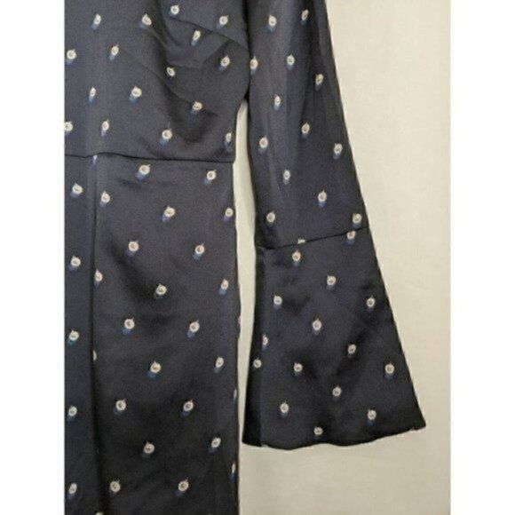 BANANA REPUBLIC NWT Blue 0 XS Dress Pearl Print Knee Length Open Back Bow Sheath - Picture 3 of 8